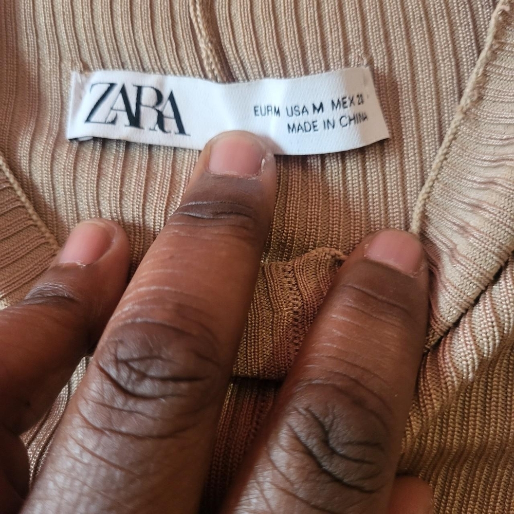 Zara Beige Ribbed Knit Top - Picture 4 of 5
